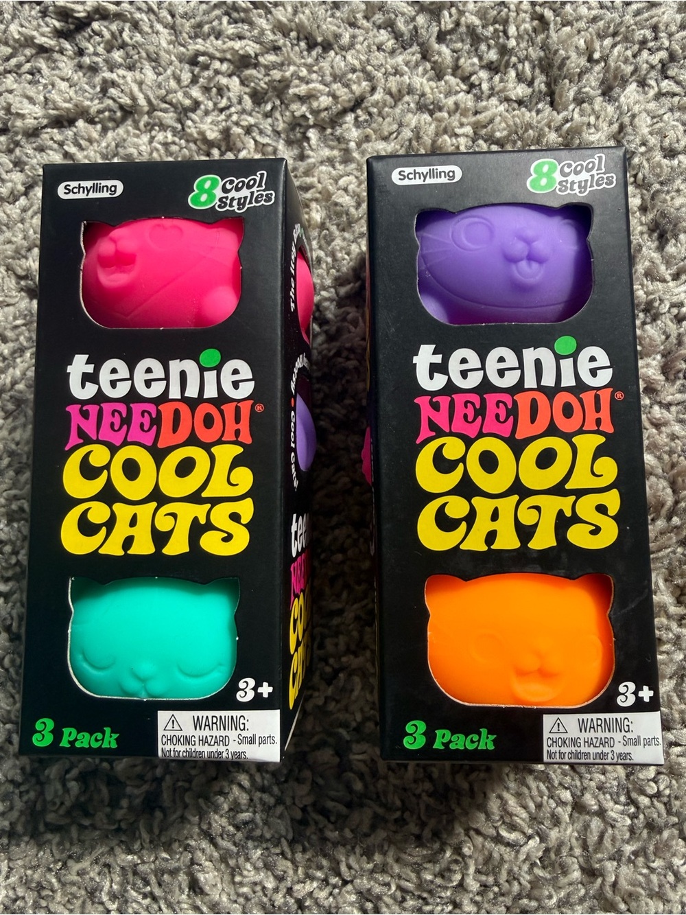 Schylling Teenie Needoh Cool Cats Pack — Bright Pink, Purple, Teal, Orange